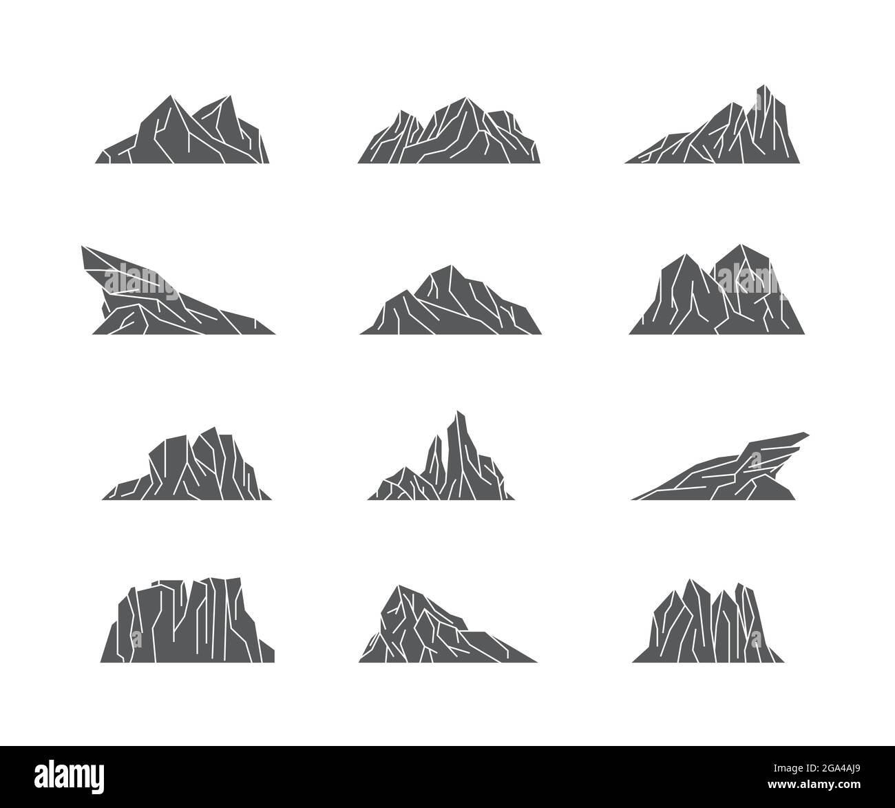 set of mountains line art logo design illustration vector template ...