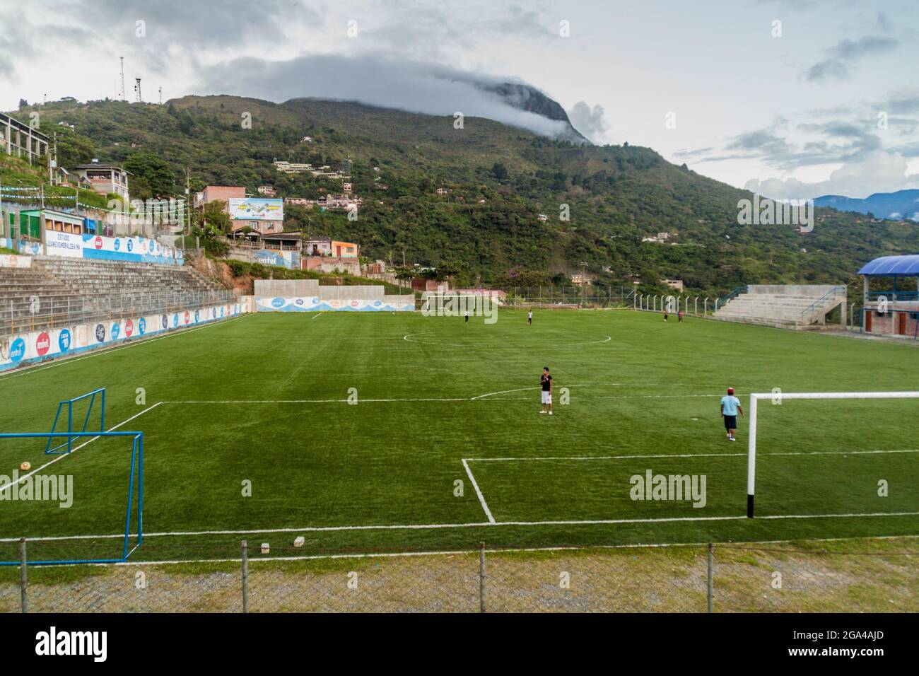 COROICO, BOLIVIA - APRIL 30, 2015: Soccer match in Coroico town, Bolivia Stock Photo