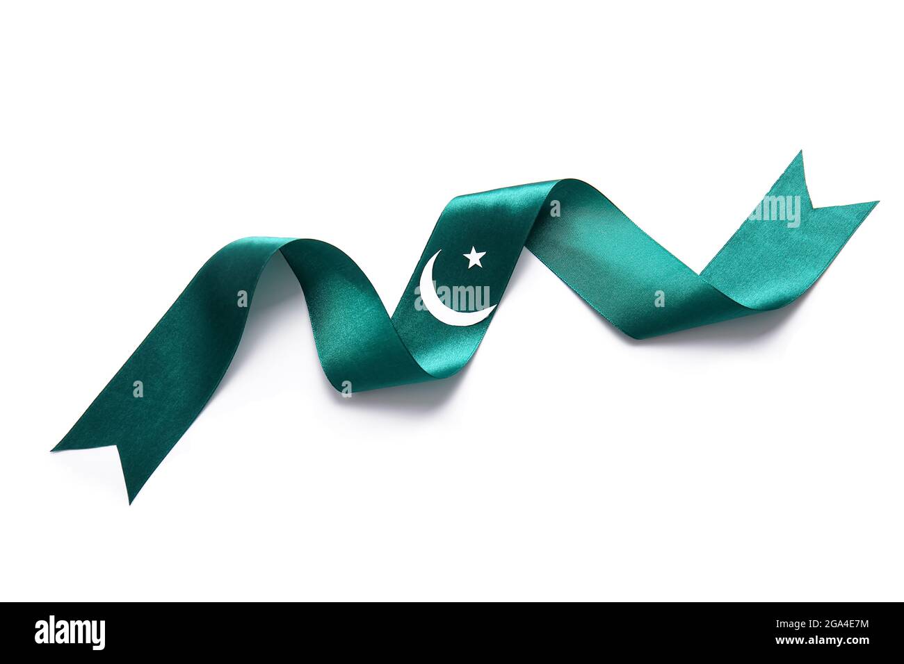 Ribbon in colors of Pakistan flag on white background Stock Photo - Alamy