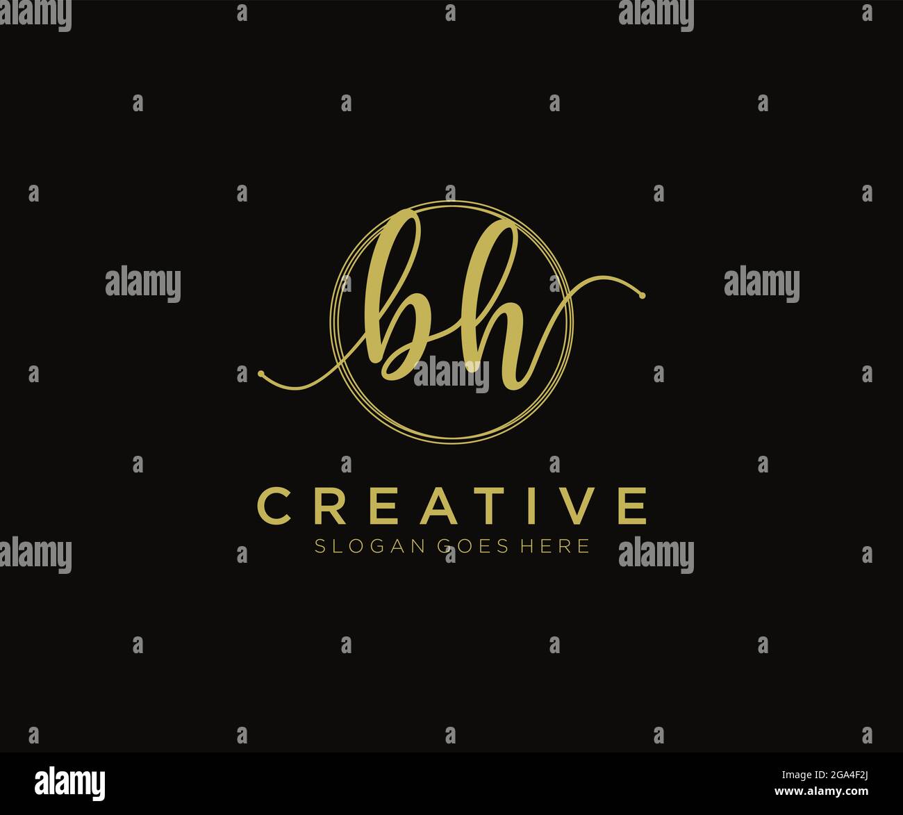 BH Feminine logo beauty monogram and elegant logo design, handwriting ...
