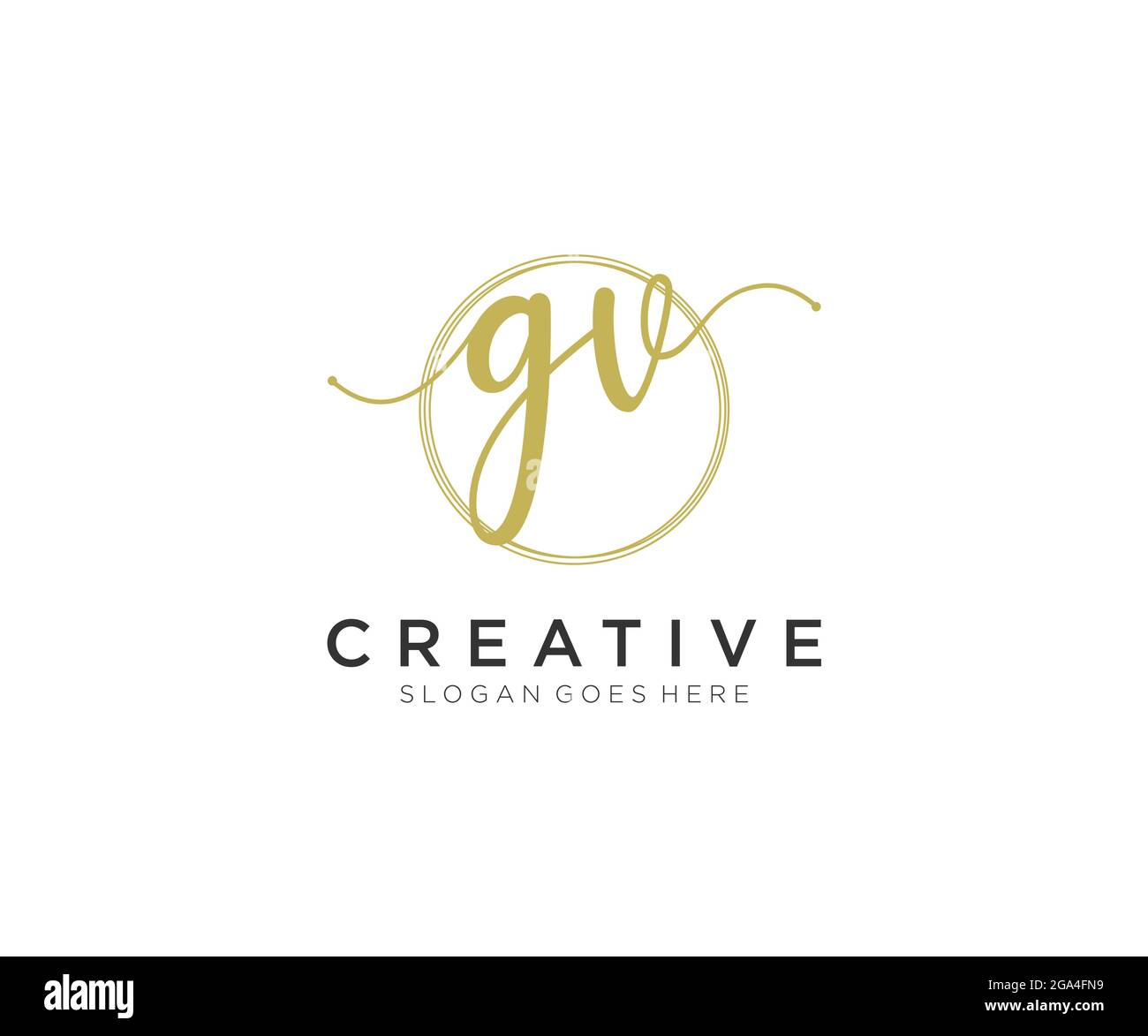 GV Feminine logo beauty monogram and elegant logo design, handwriting ...