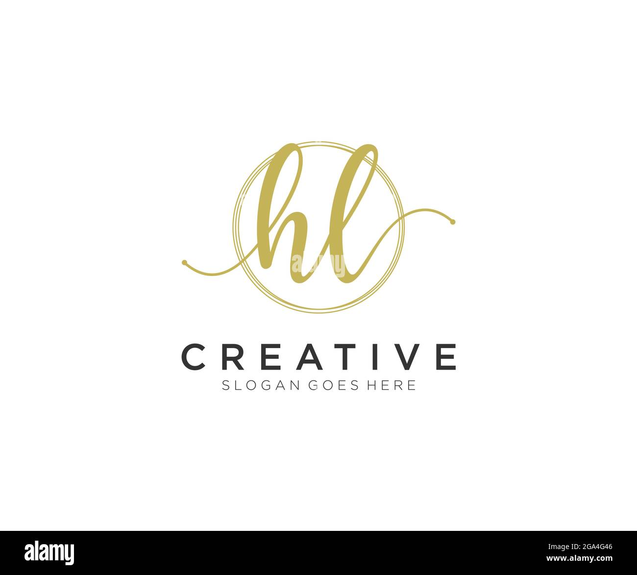 HL Feminine logo beauty monogram and elegant logo design, handwriting logo of initial signature, wedding, fashion, floral and botanical with creative Stock Vector