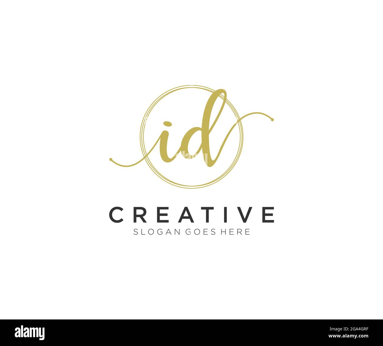 ID Feminine logo beauty monogram and elegant logo design, handwriting logo of initial signature, wedding, fashion, floral and botanical with creative Stock Vector