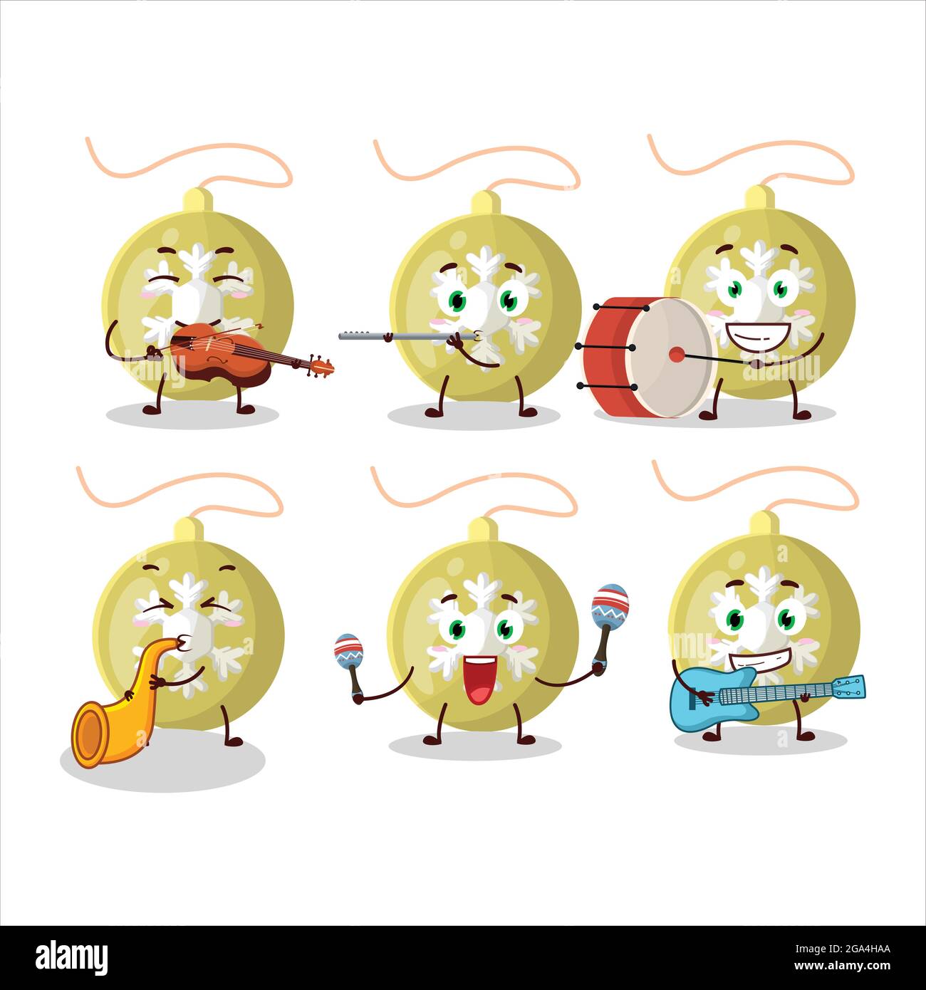 Cartoon character of christmas lights playing some musical instruments