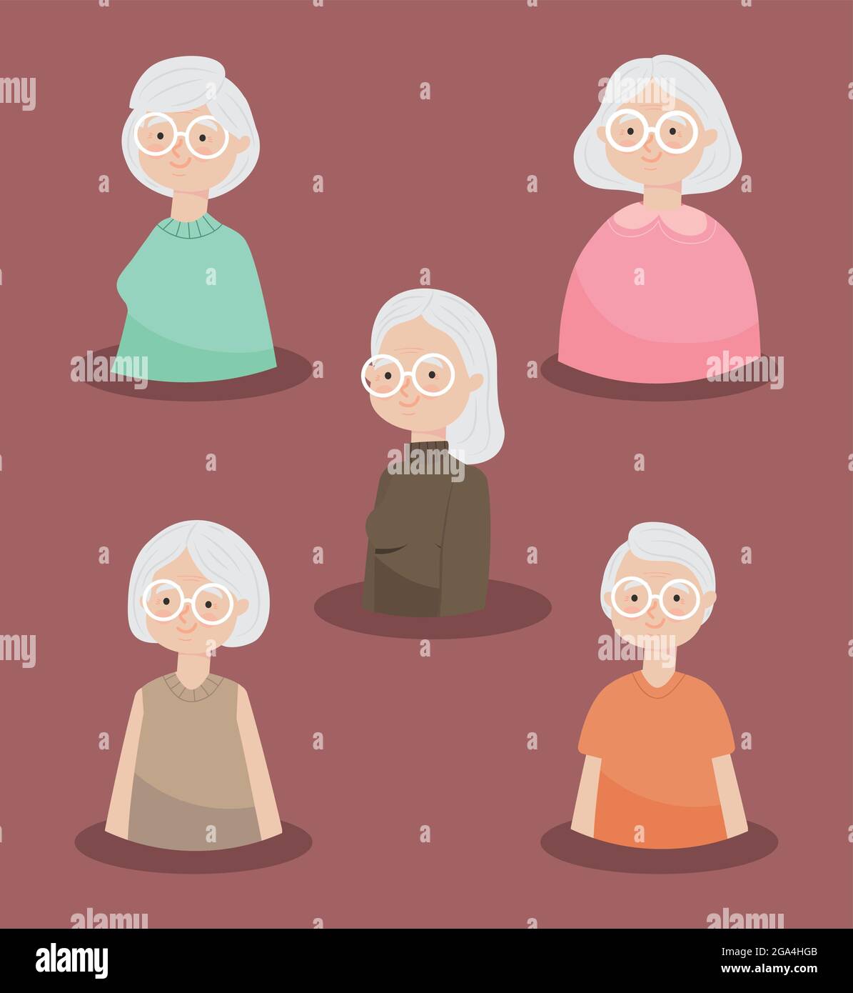 happy old women icon set Stock Vector Image & Art - Alamy