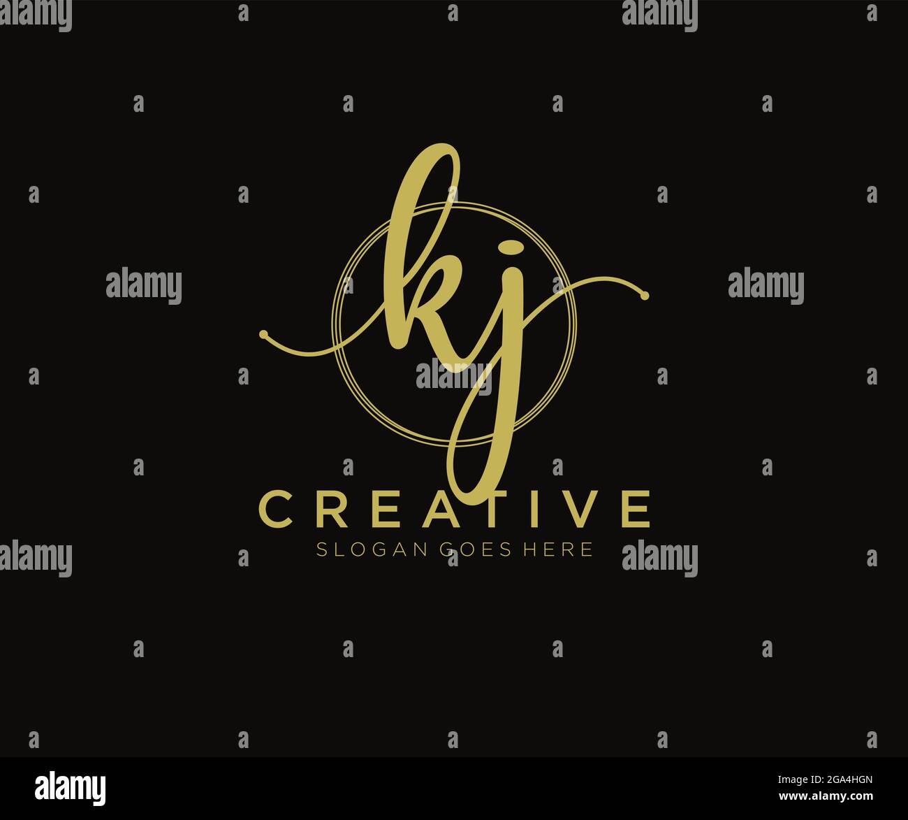 KJ Feminine logo beauty monogram and elegant logo design, handwriting ...
