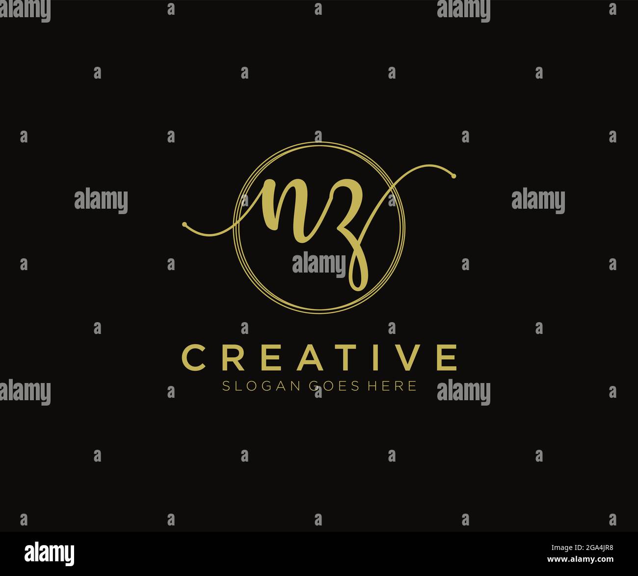NZ Feminine logo beauty monogram and elegant logo design, handwriting ...