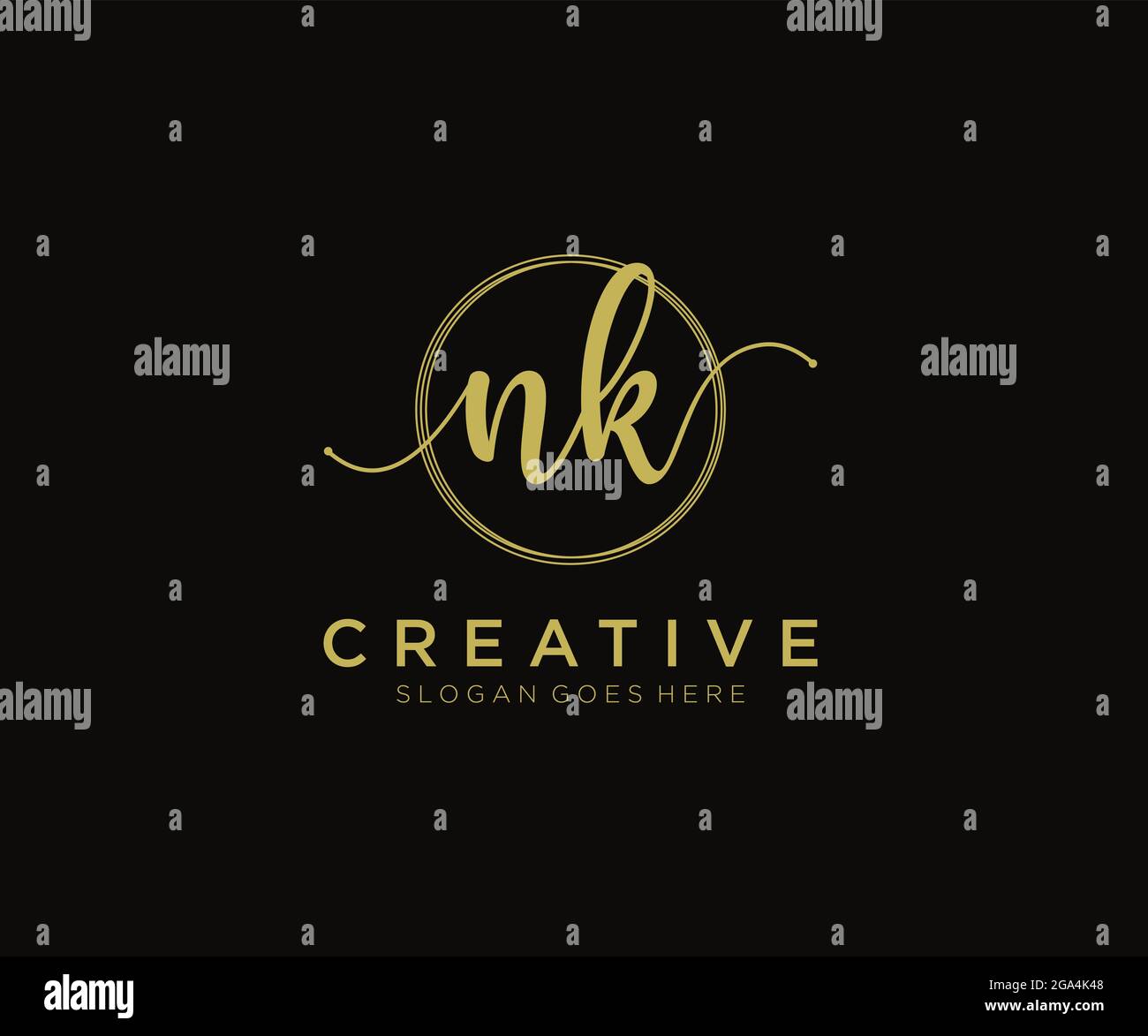 NK Feminine logo beauty monogram and elegant logo design, handwriting ...