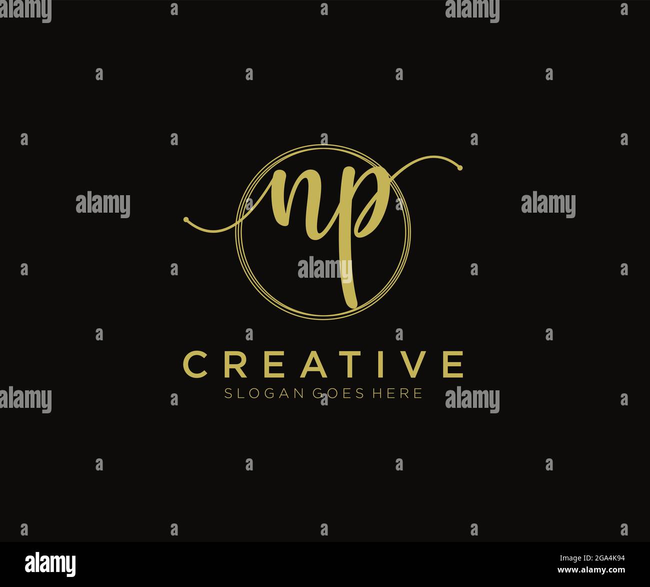 NP Feminine logo beauty monogram and elegant logo design, handwriting ...
