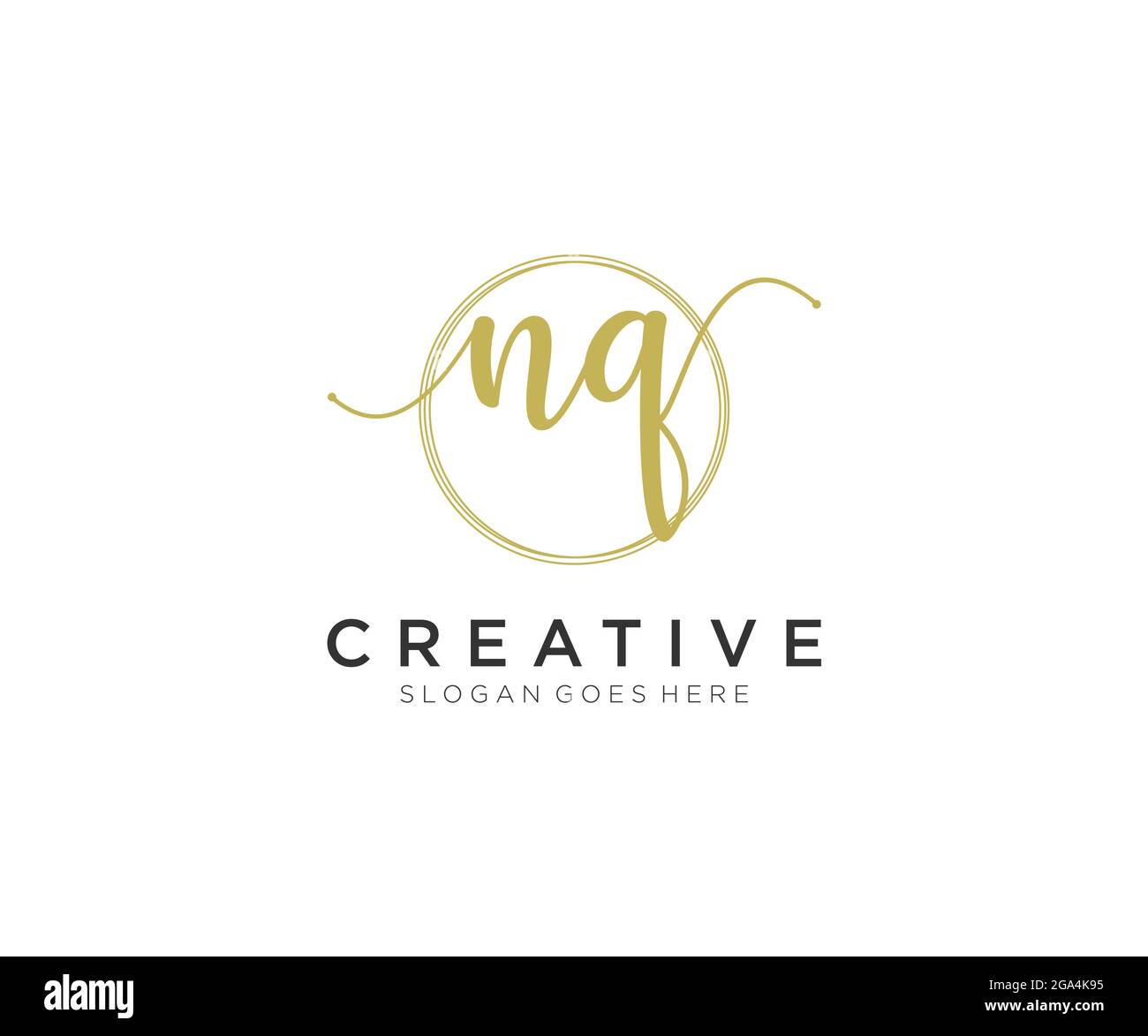 NQ Feminine logo beauty monogram and elegant logo design, handwriting ...