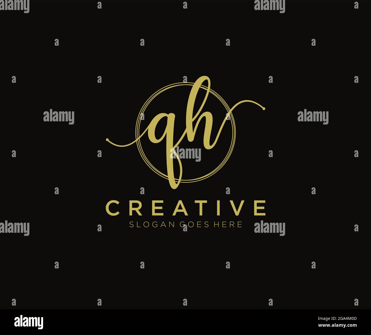 QH Feminine logo beauty monogram and elegant logo design, handwriting ...