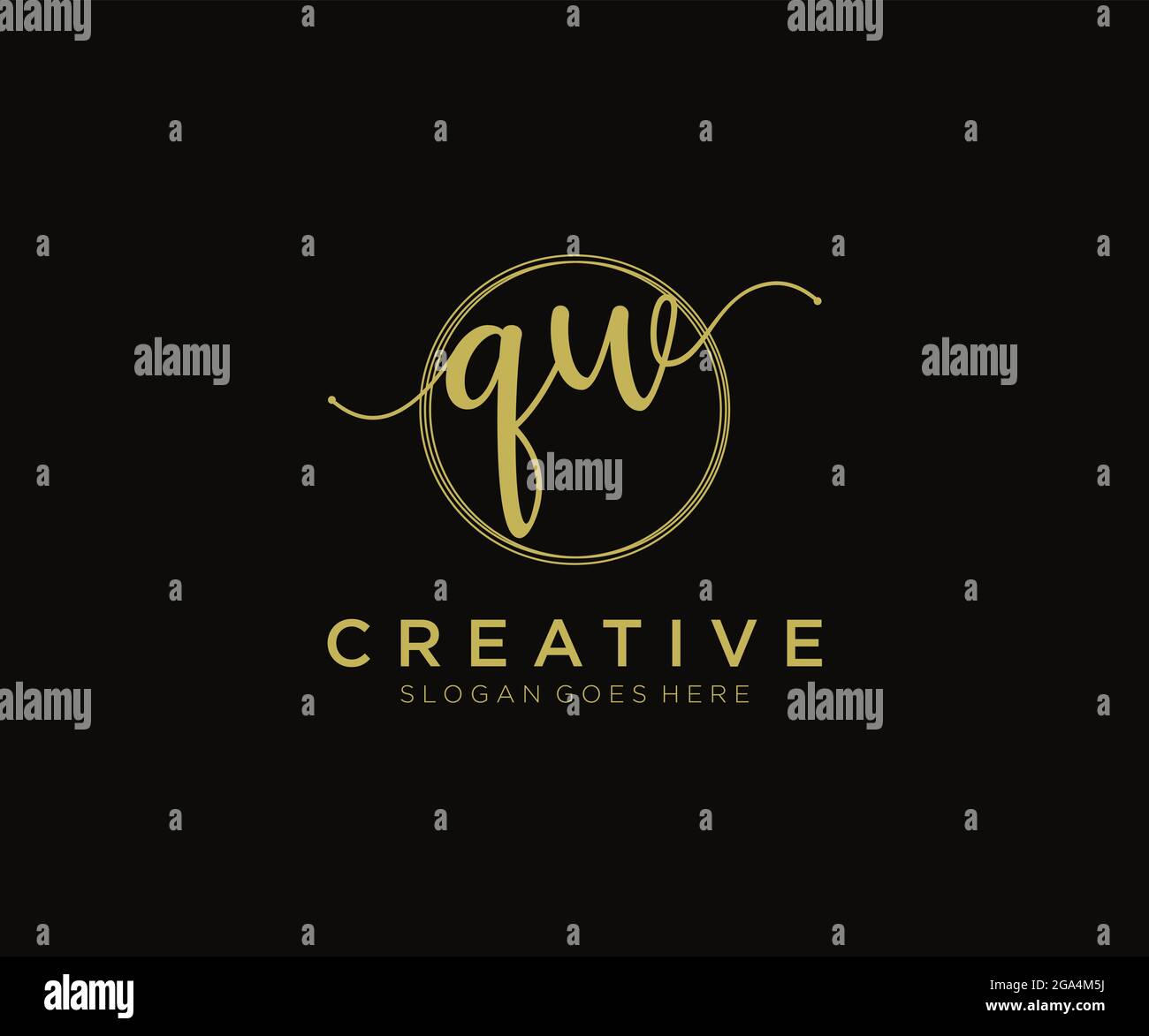 QW Feminine logo beauty monogram and elegant logo design, handwriting ...