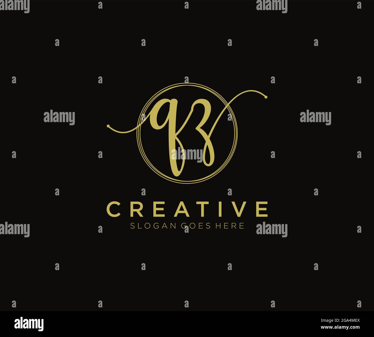 QZ Feminine logo beauty monogram and elegant logo design, handwriting ...