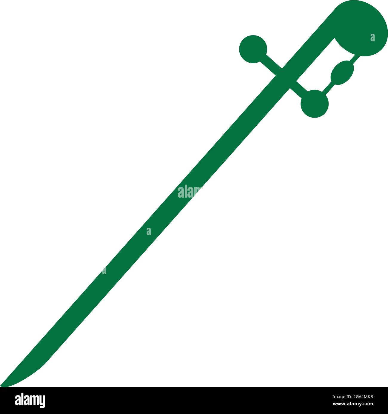 green sword icon on white background Stock Vector