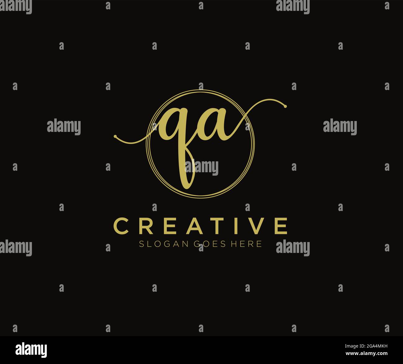 QA Feminine logo beauty monogram and elegant logo design, handwriting ...