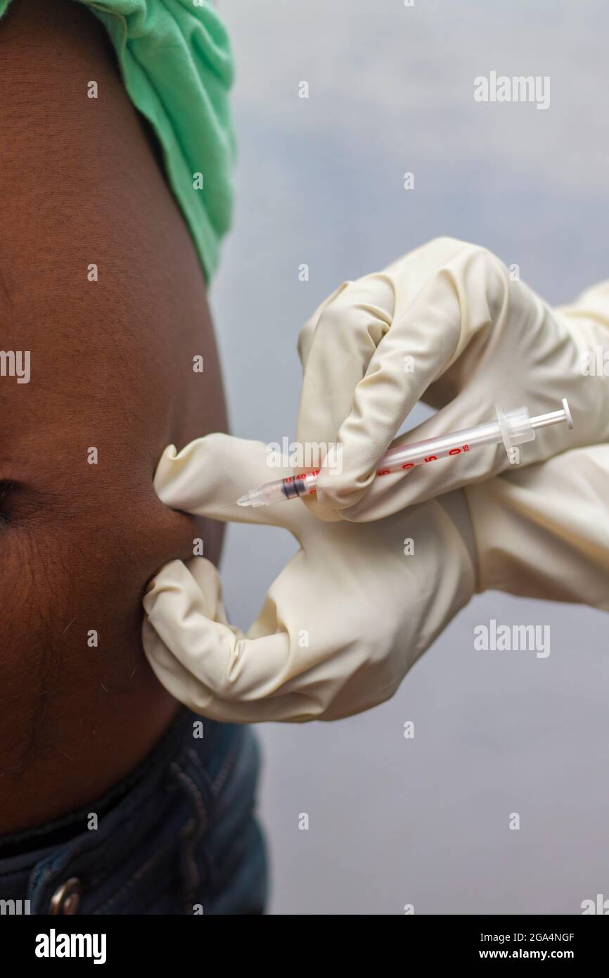 a diabetes patient taking insulin. Stock Photo