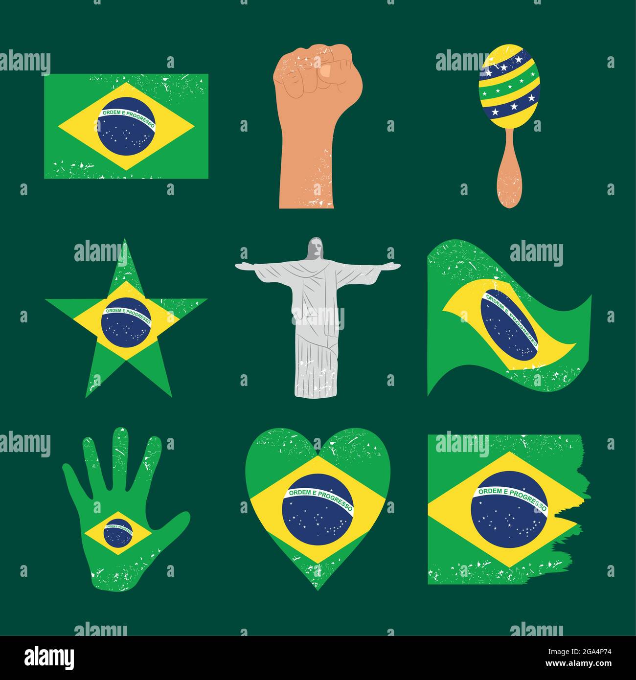 collection brazilian symbols icon set Stock Vector