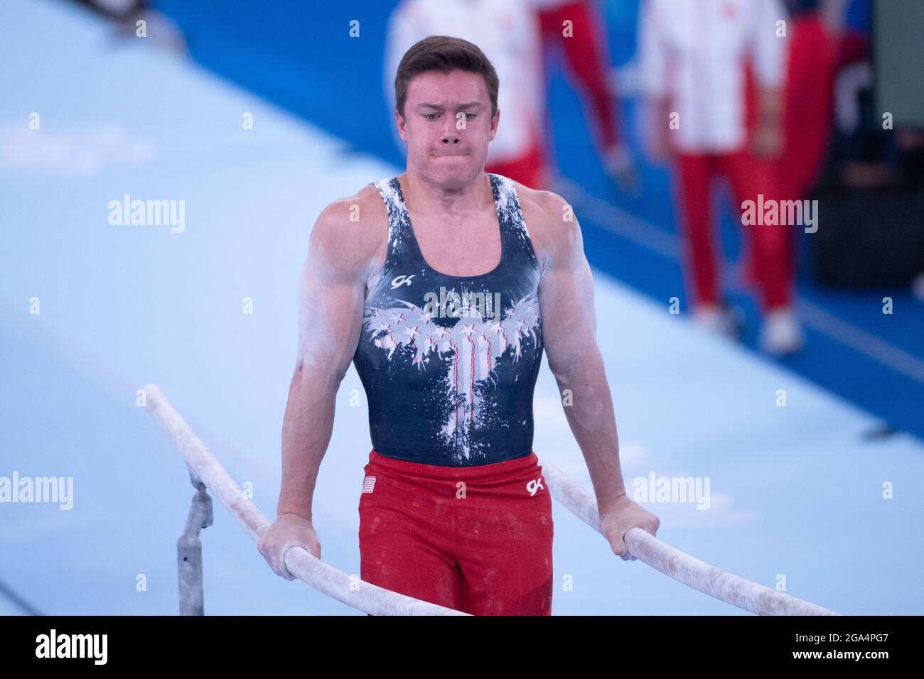 Brody Malone (USA) men's all-around final Artistic Gymnastics JULY 28, 2021: Tokyo 2020 Olympic Games at Ariake Gymnastics Centre in Tokyo, Japan.  (Photo by Enrico Calderoni/AFLO SPORT) Stock Photo