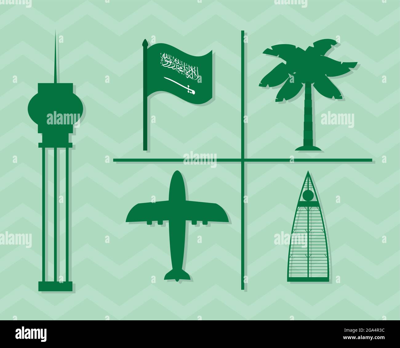 Saudi arabia icon collection on green background Stock Vector Image ...