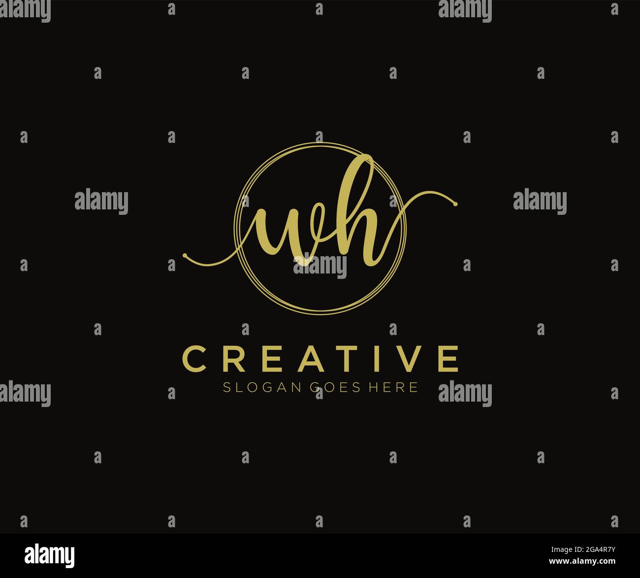 WH Feminine logo beauty monogram and elegant logo design, handwriting ...