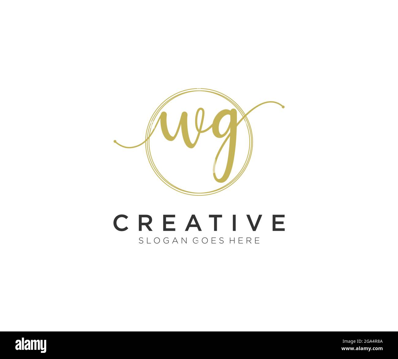 WG Feminine logo beauty monogram and elegant logo design, handwriting logo of initial signature, wedding, fashion, floral and botanical with creative Stock Vector