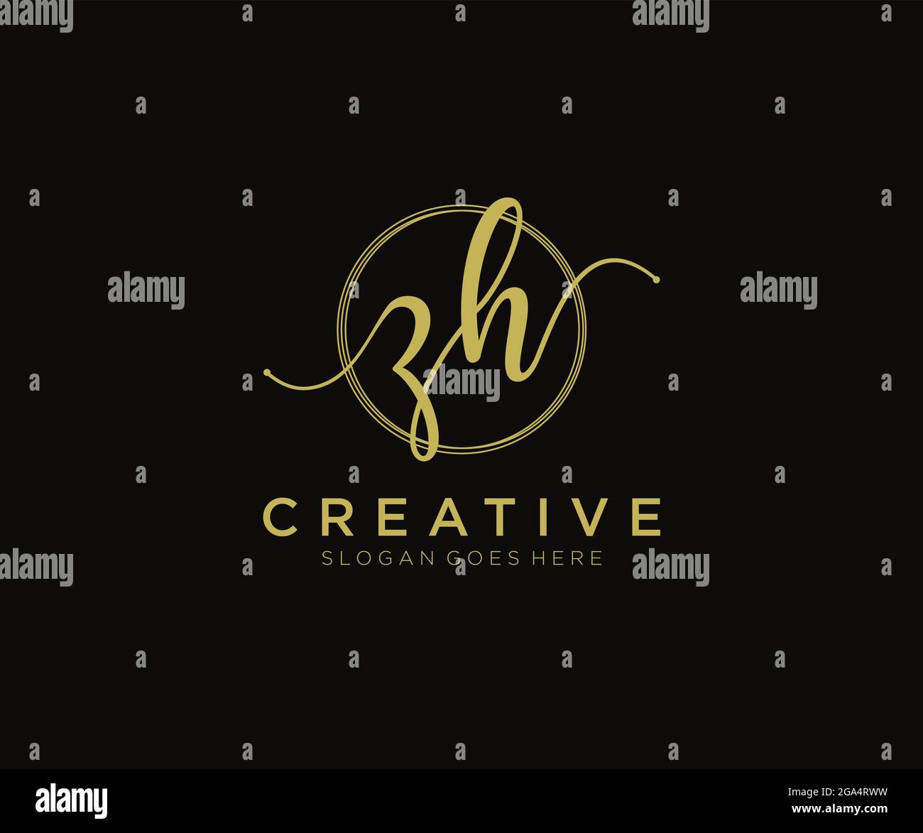 ZH Feminine logo beauty monogram and elegant logo design, handwriting ...