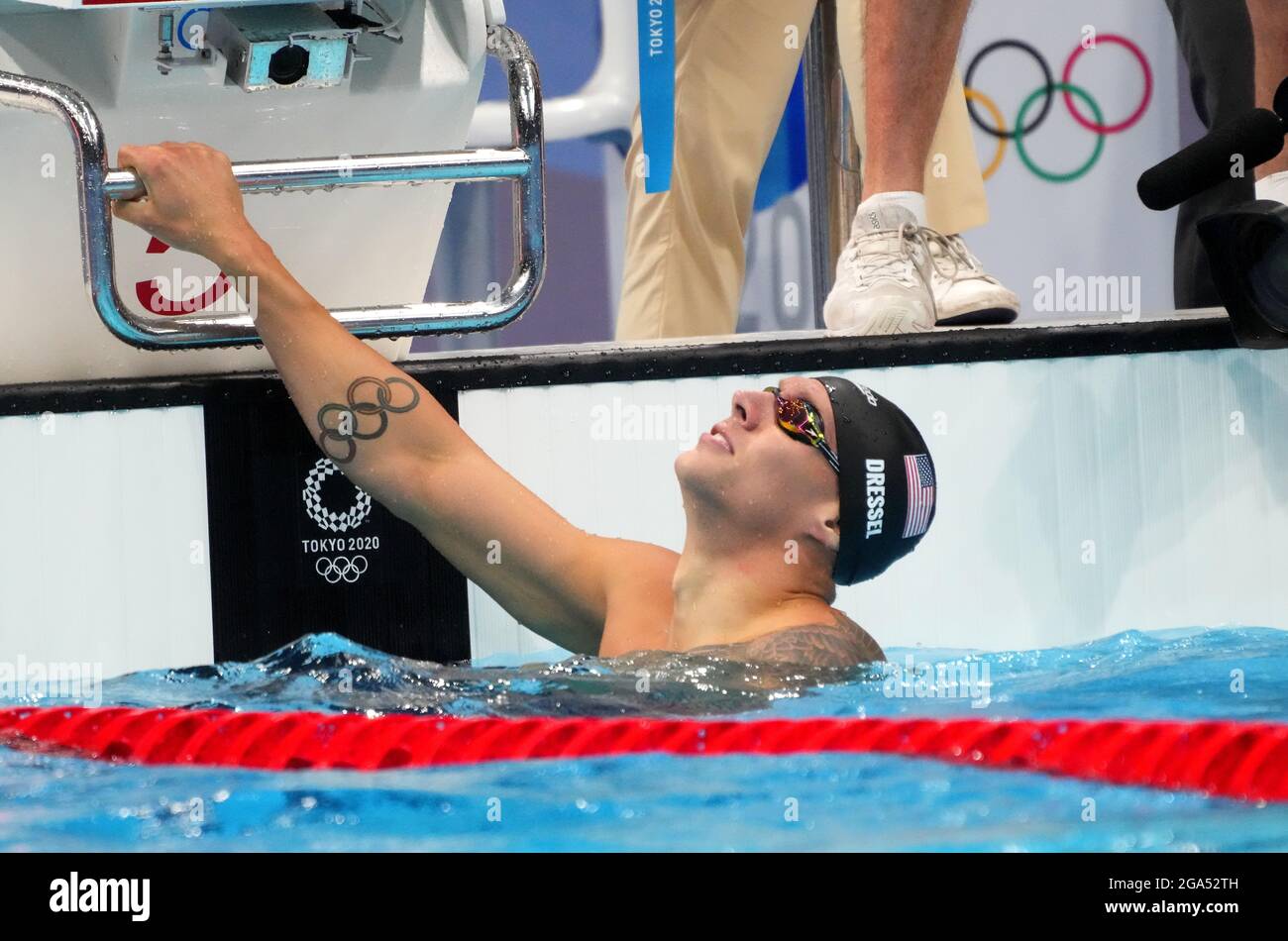 Caeleb Dressel (USA) golden medalist on men's 100m freestyle during the ...