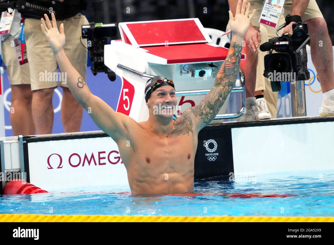 Caeleb Dressel (USA) golden medalist on men's 100m freestyle during the ...