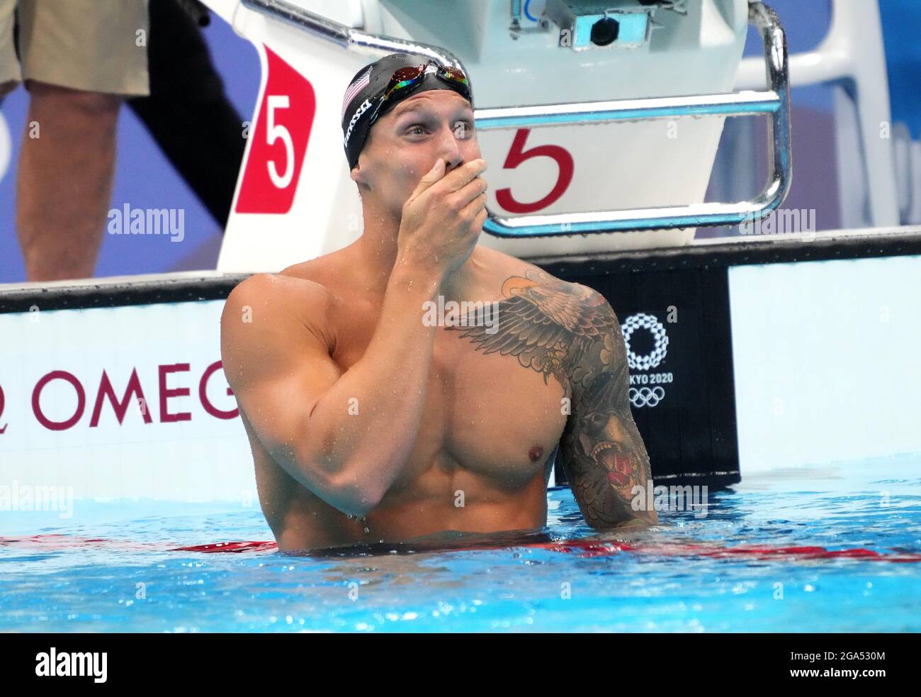 Caeleb Dressel (USA) golden medalist on men's 100m freestyle during the ...