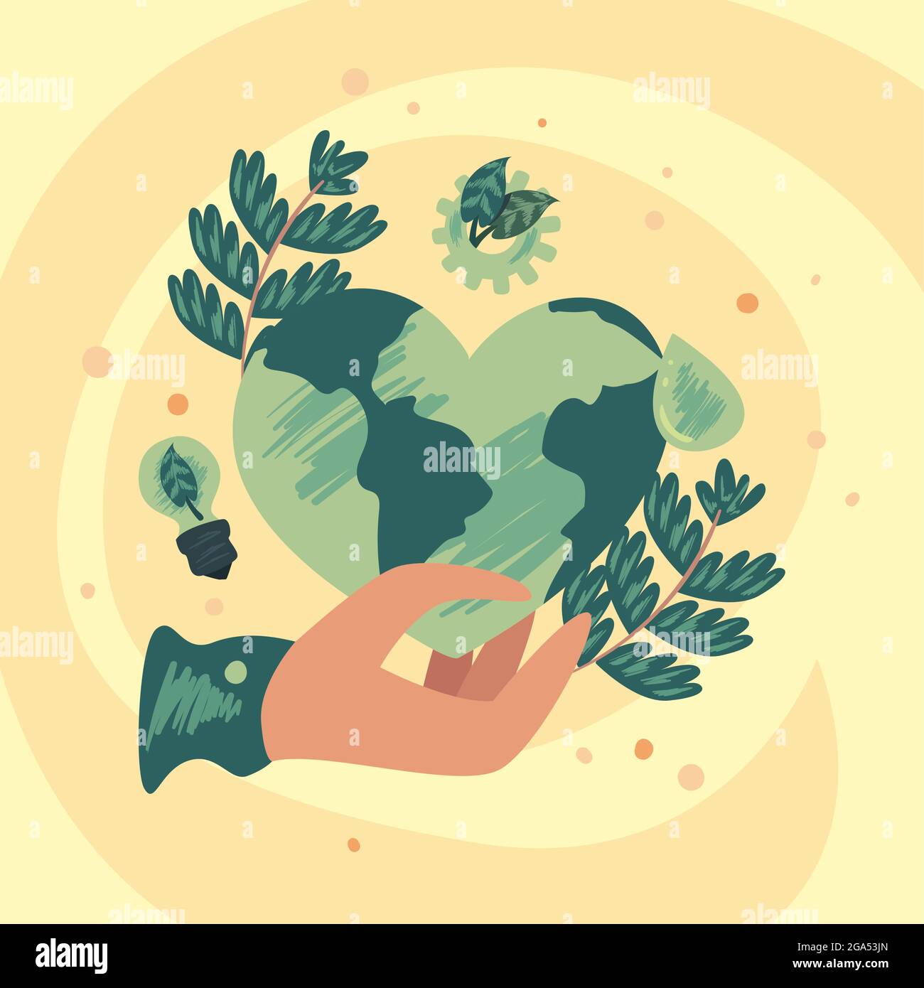 Hand holding eco earth heart with leaves Stock Vector Image & Art - Alamy