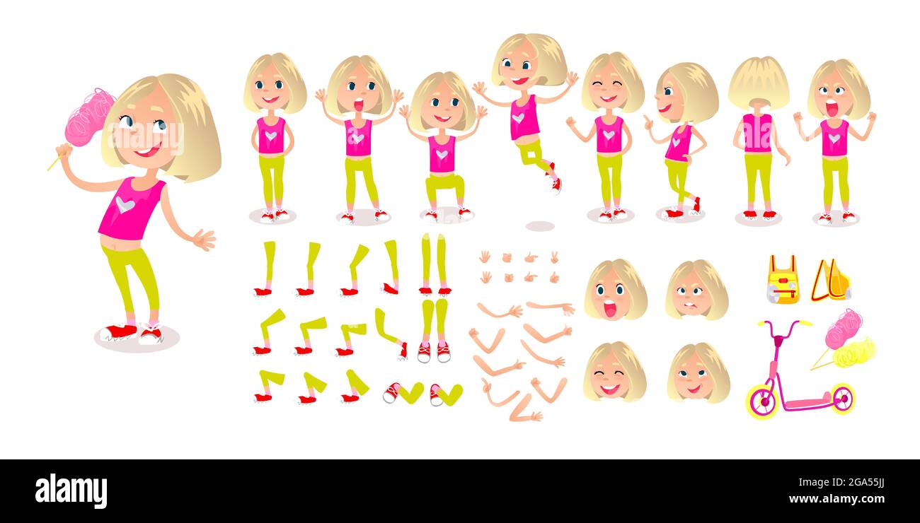 Animated cartoon character. Young girl character constructor set face emotions, lip sync, poses and emotions for animation or illustration Stock Vector Image & Art - Alamy Animated cartoon character. Young girl character constructor set face emotions, lip sync, poses and emotions for animation or illustration Stock Vector Image & Art - Alamy