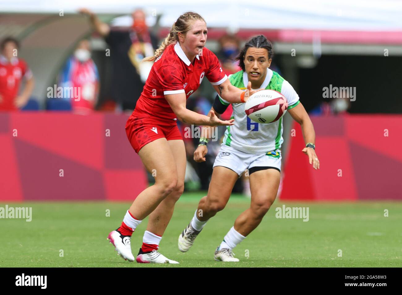 Kayla Farnham Rugby Tokyo, Japan. 29th July, 2021. (L-R) Kayla MOLESCHI (CAN), Isadora ...