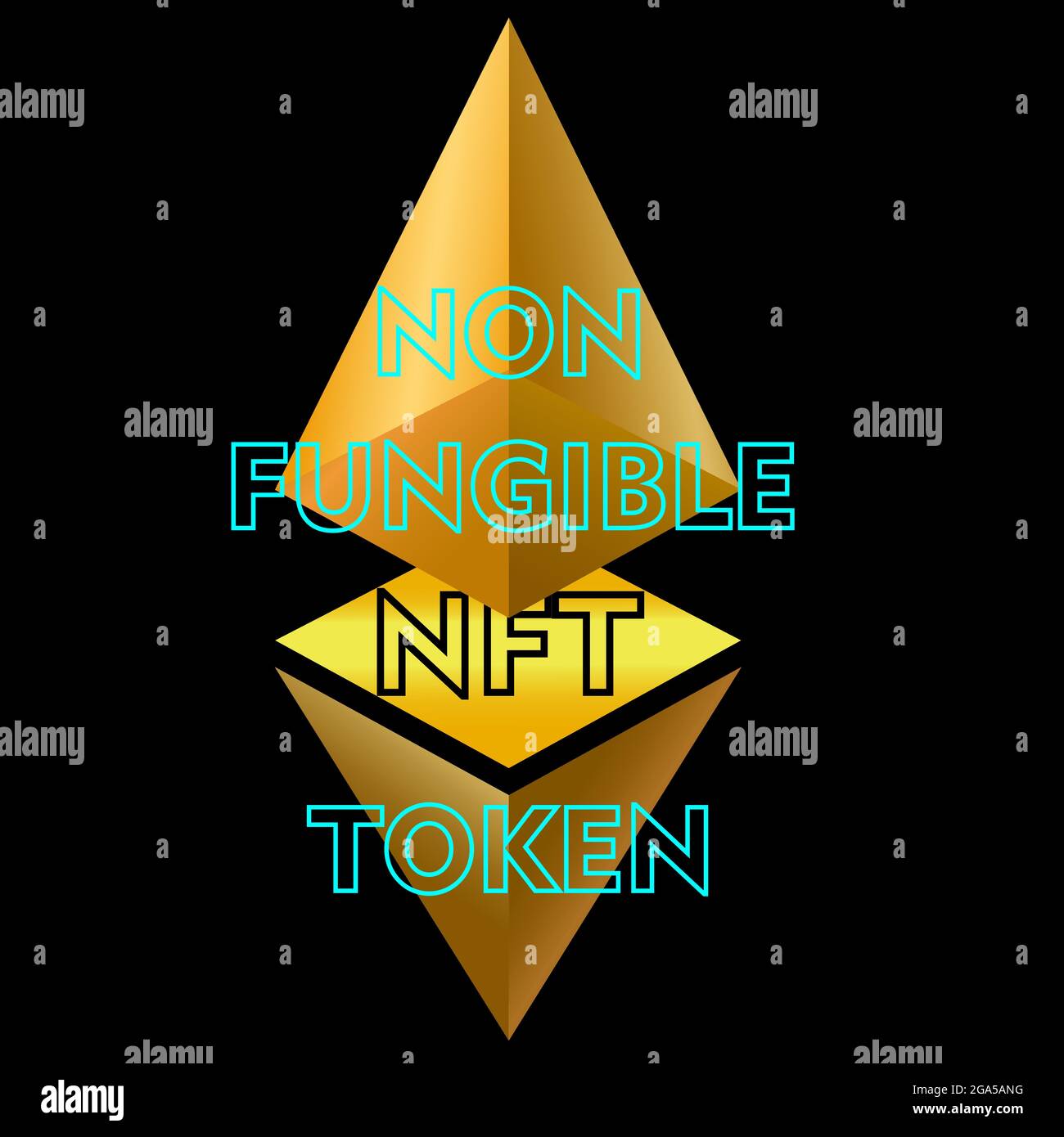 Ethereum-based non-fungible token logo on dark background 1 Stock Vector