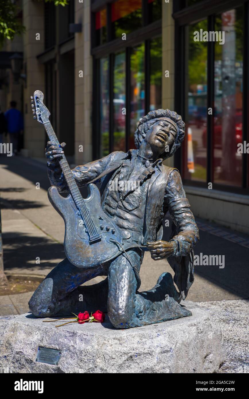Jimi Hendrix sculpture in Seattle's Capitol Hill neighborhood Stock Photo