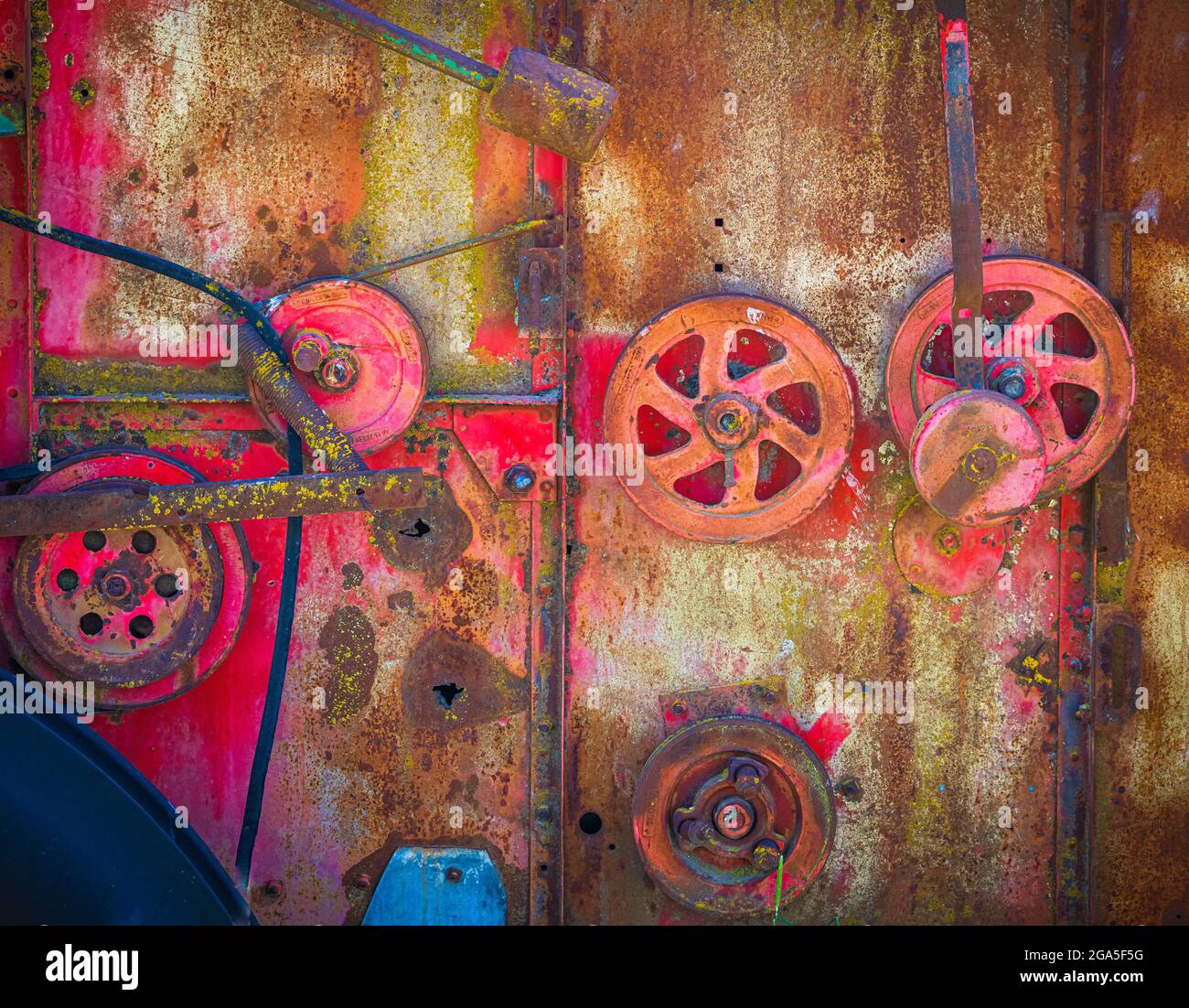 Old rusty farm machinery in the Palouse area of Washington state Stock Photo