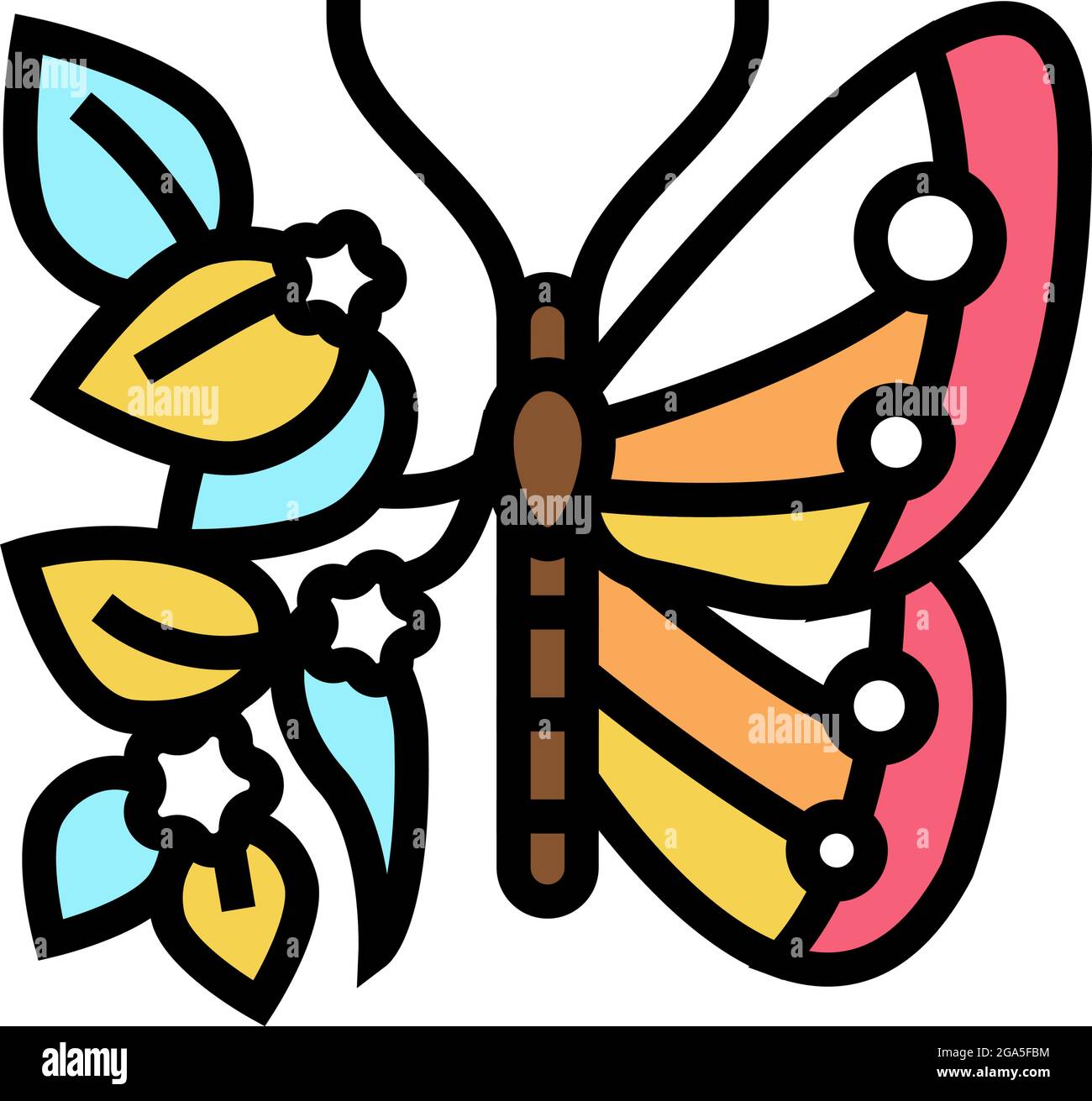 butterfly boho color icon vector illustration Stock Vector Image & Art ...