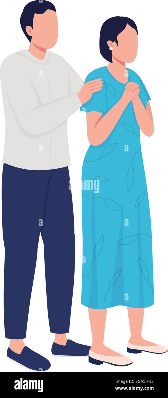 Distressed couple semi flat color vector characters Stock Vector