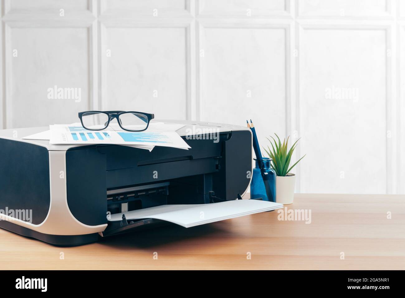Copier or printer in a modern office interior close up Stock Photo