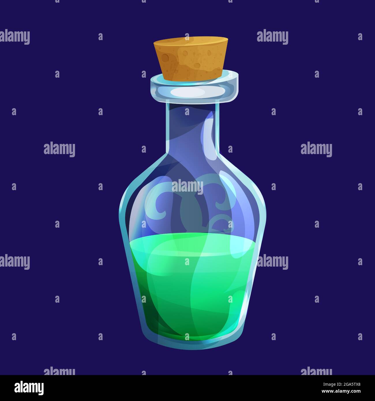 Magic Bottle with liquid potion elixir lab game icon in cartoon style  isolated on white background. Glass jar, spooky wizard, alchemy asset.  Vector illustration Stock Vector Image & Art - Alamy
