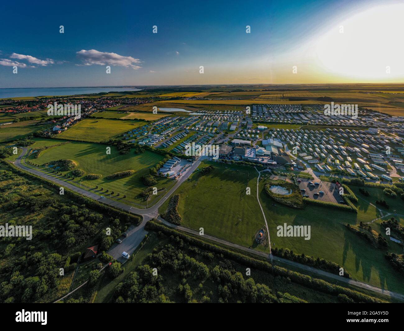 Thornwick Bay Flamborough Head Aerial Drone Photos Photography Haven Holidays Caravan Park Stock