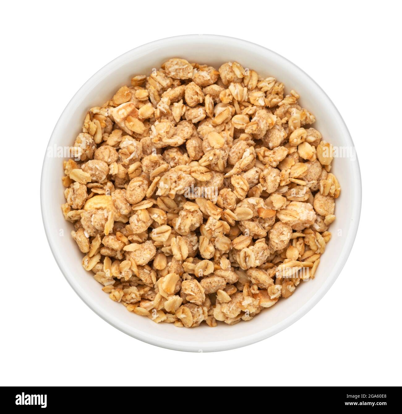 Granola, crunchy muesli isolated on white background, top view Stock Photo