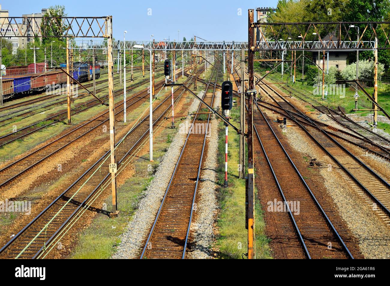 Railway infrastructure, rails, power supply, signaling. Summer Stock ...