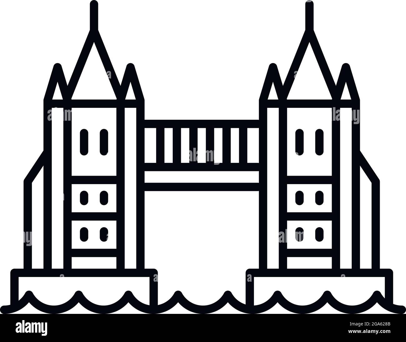 London bridge icon. Outline london bridge vector icon for web design