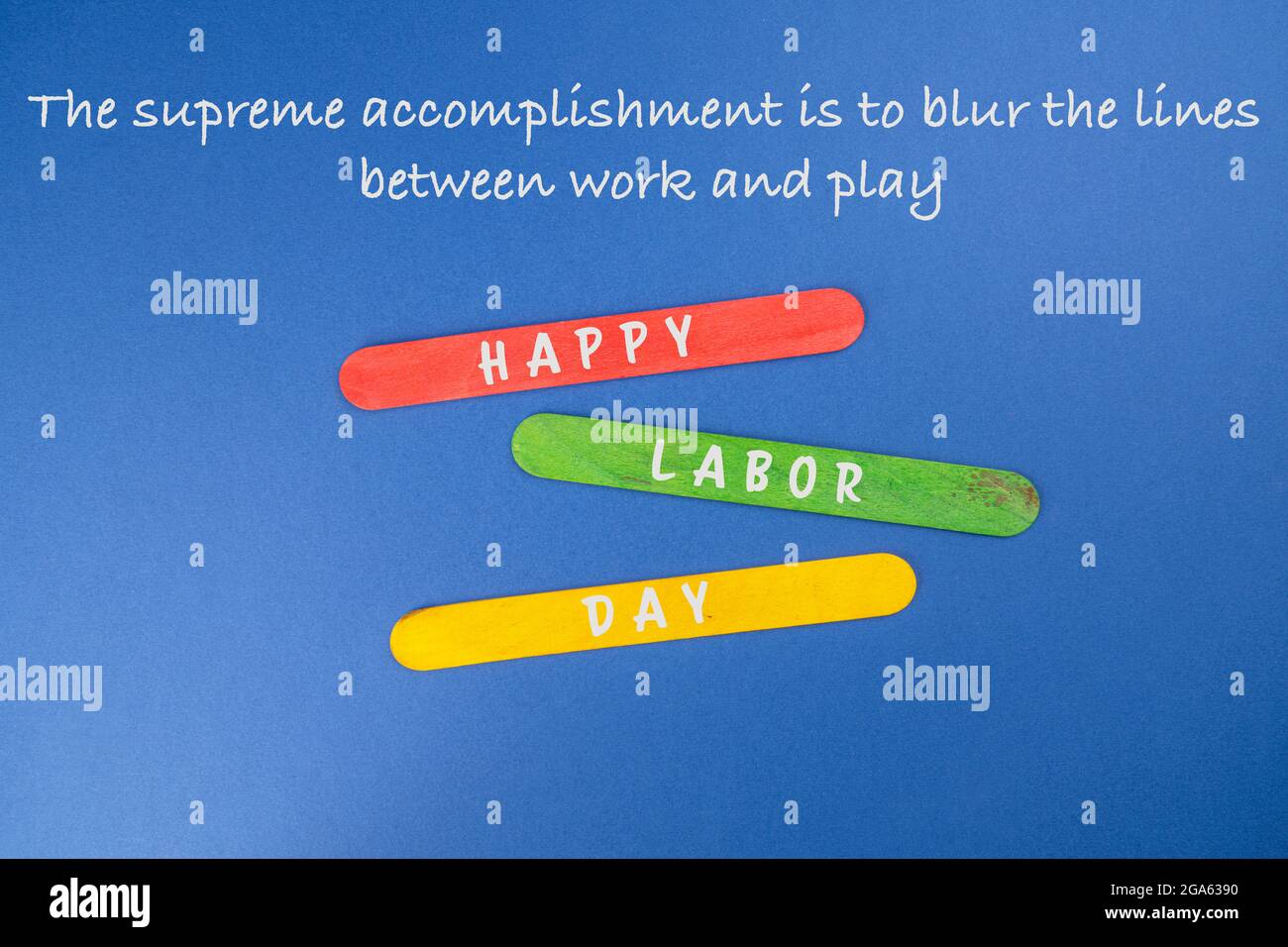 a quote with a the words happy  Labor Day  on  the background Stock Photo