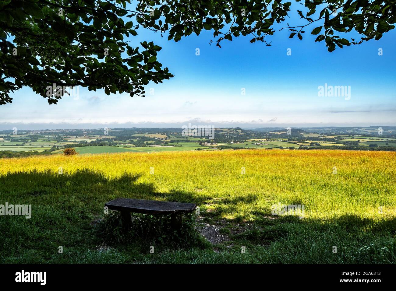 the view across the english countryside from win green hill the highest point of cranborne chase in southern england uk. Stock Photo