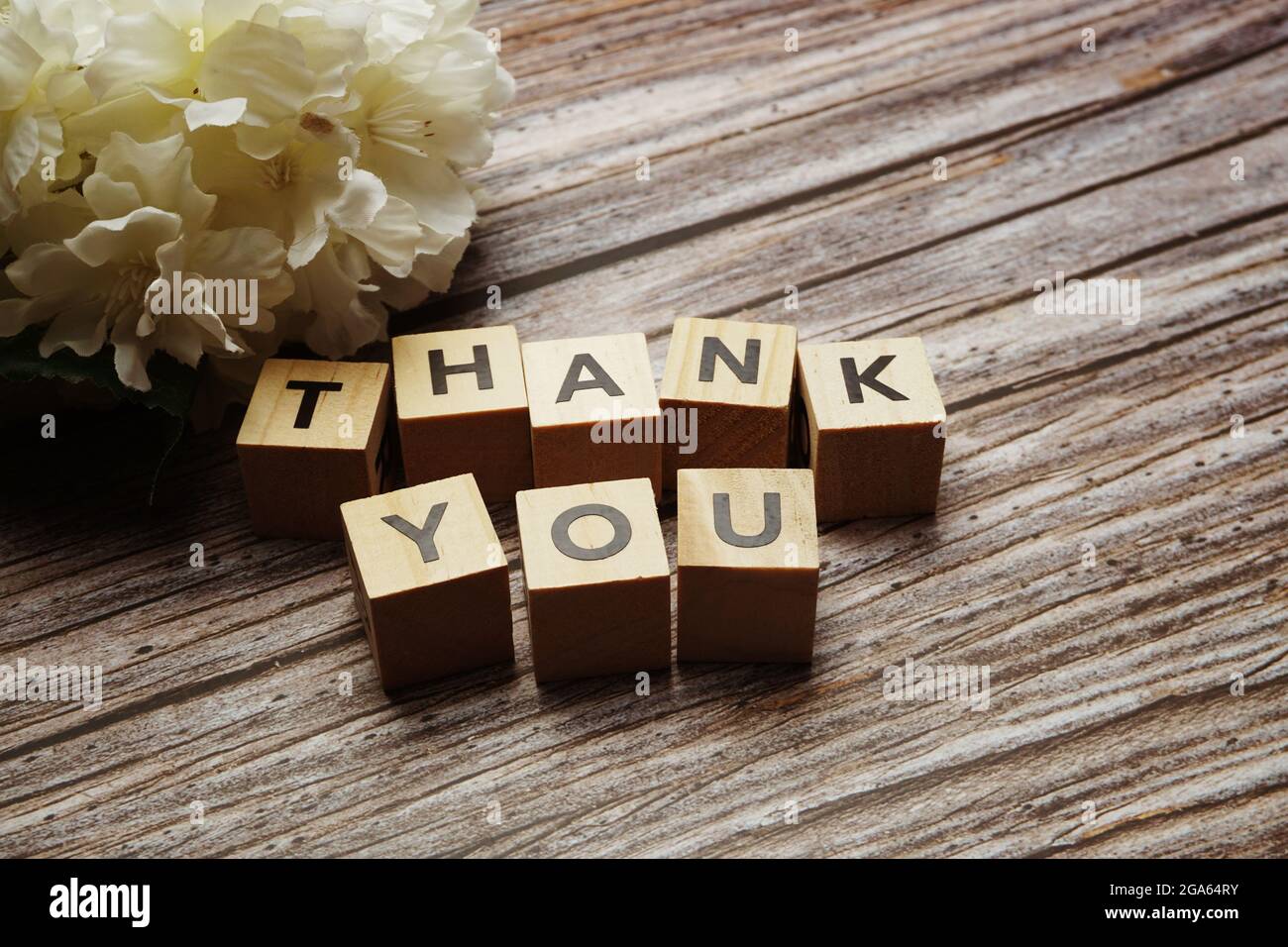 Thank You alphabet letters with space copy on wooden background Stock ...