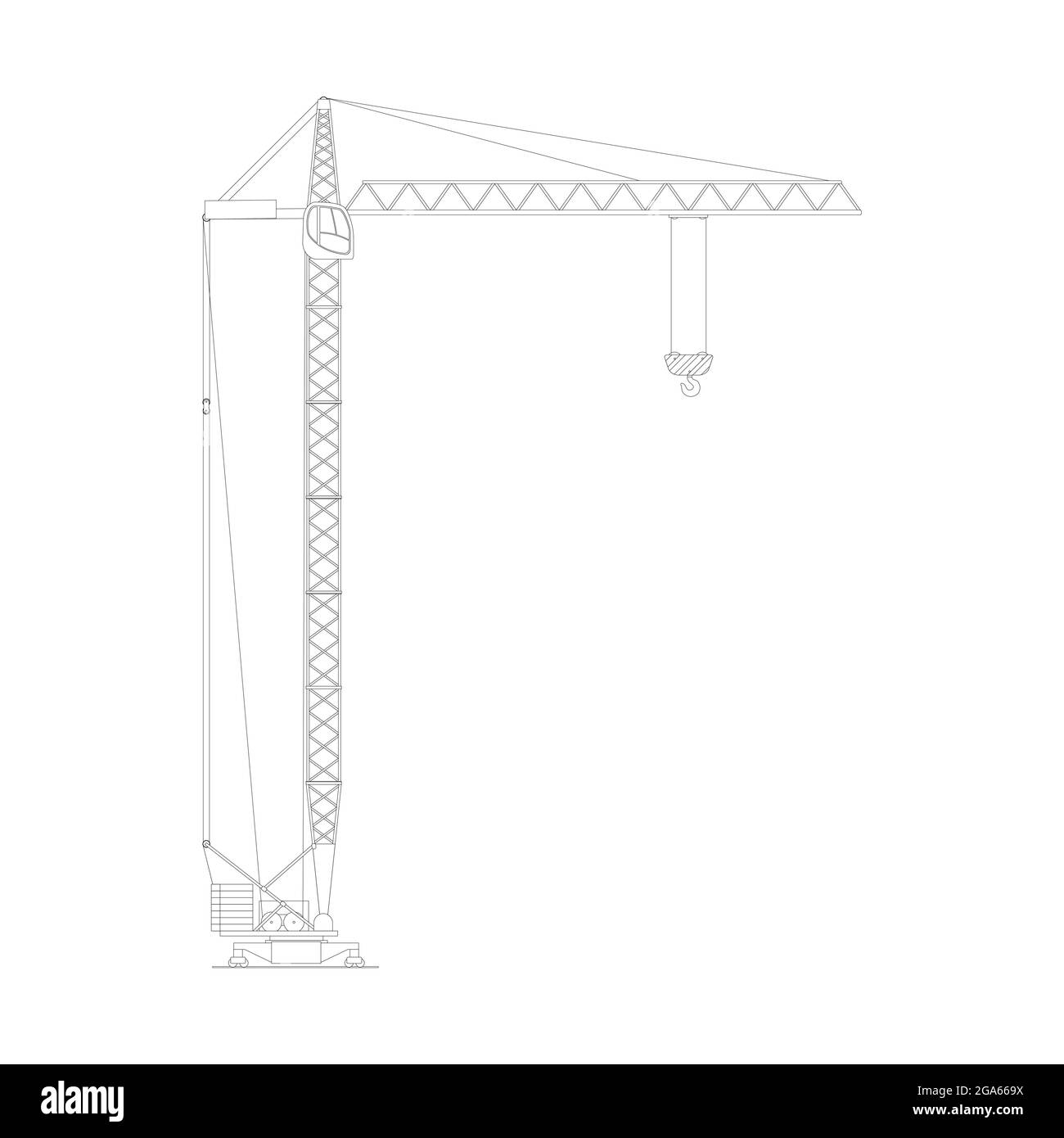 Vector sketch of tower crane isolated on white background Stock Vector