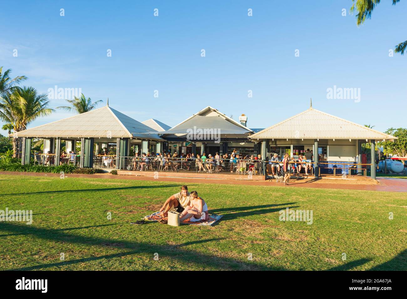 People relaxing at Zanders Restaurant, Broome, Kimberley Region, Western Australia, WA, Australia Stock Photo
