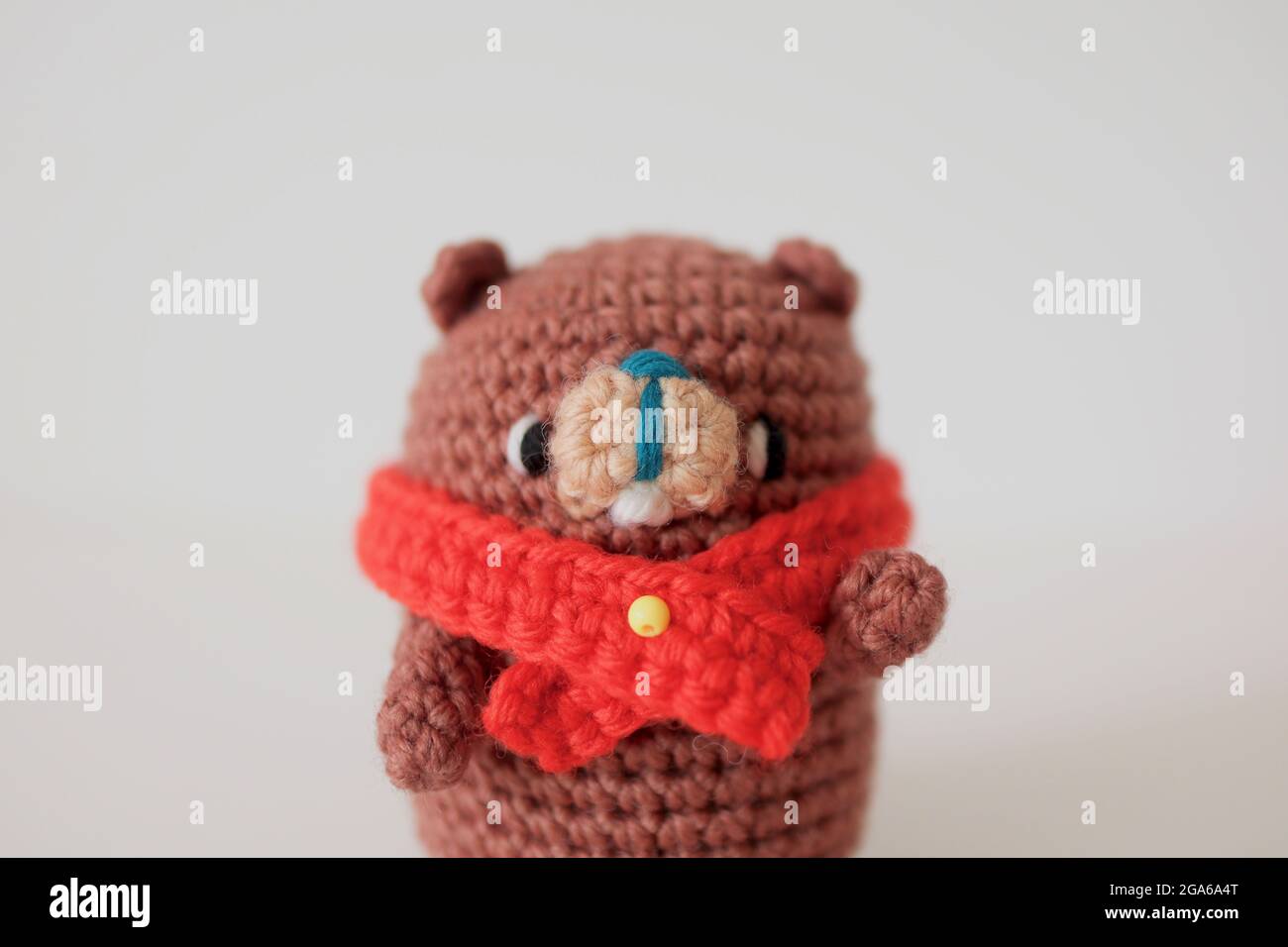 Handmade keychain in shape bear Stock Photo