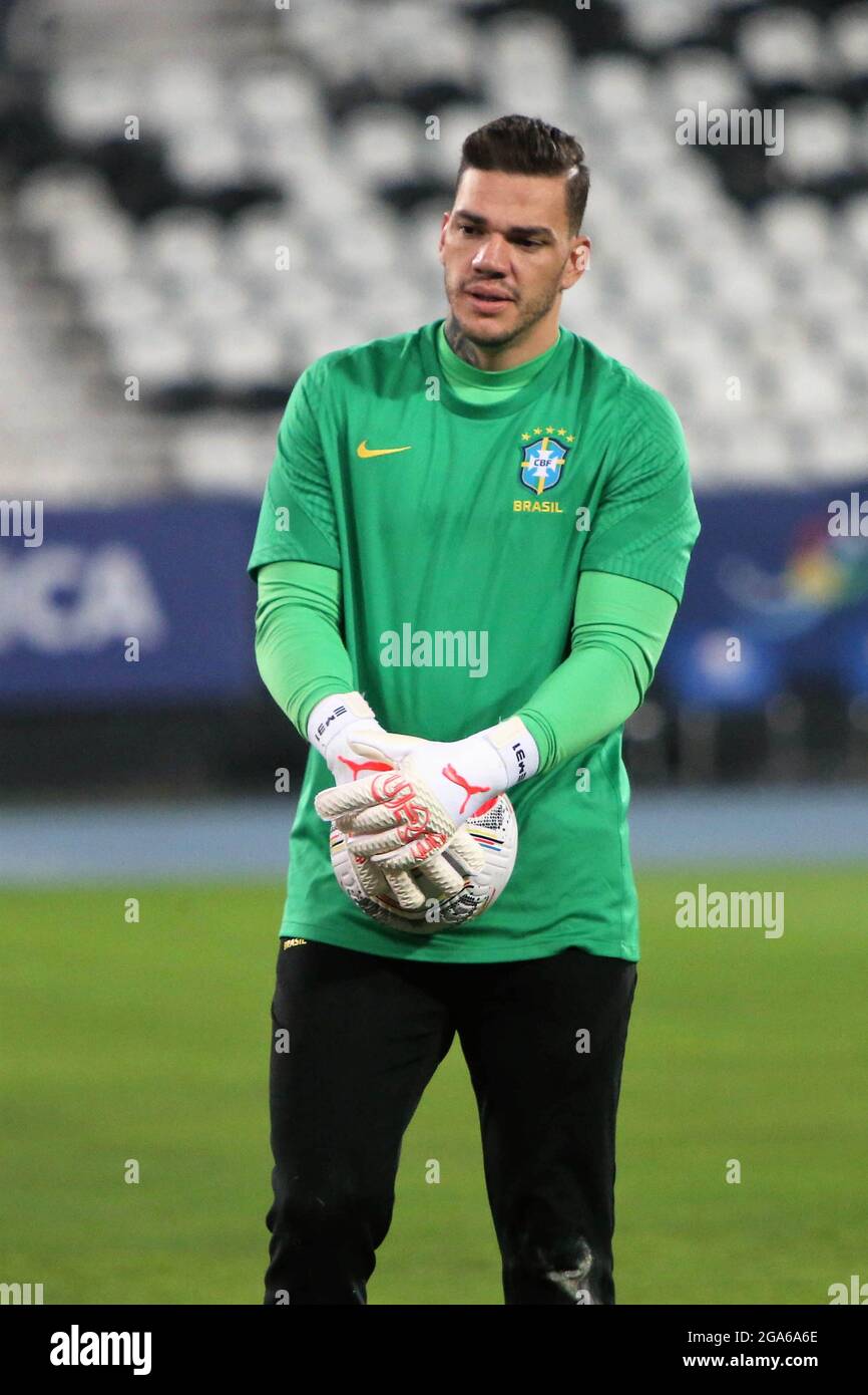 Ederson of Brazil during the Copa America 2021, quarter final football  match between Brazil and Chile